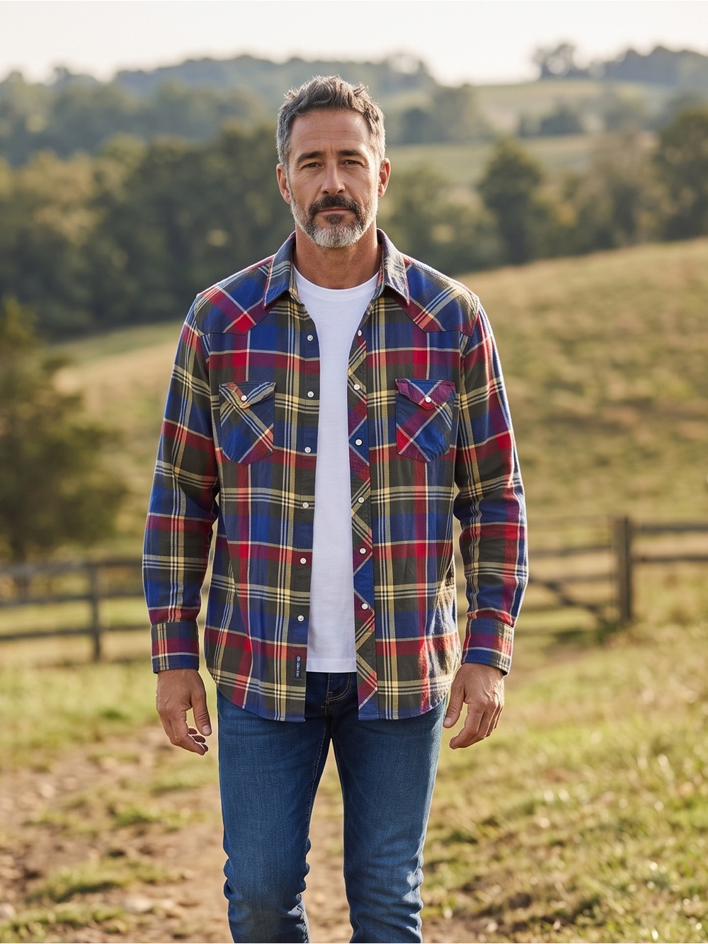 Wrangler plaid pearl snapbutton-down